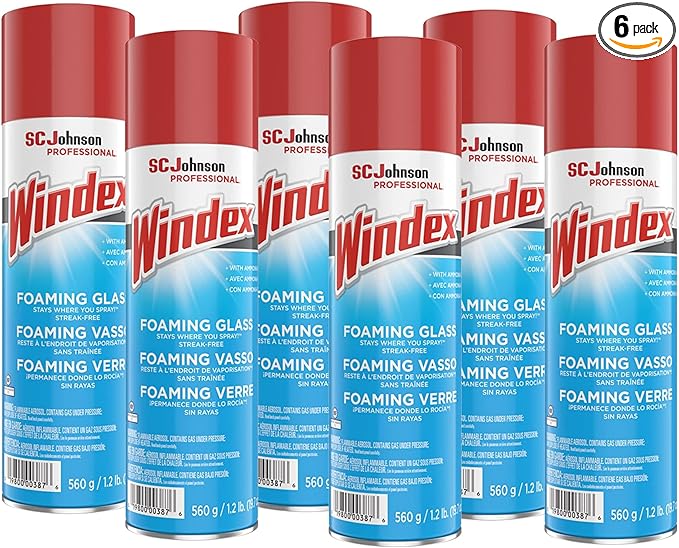 SC Johnson Professional Windex Foaming Glass Cleaner Fresh 20 oz Aerosol Spray 6/Carton (333813)