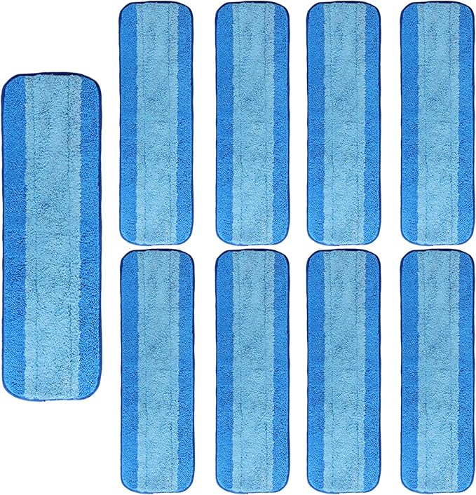 9 Pack Microfiber Cleaning Pads Reusable Microfiber Mop Pads for 18 Inch Mop Hardwood Floor Replacement Cleaning Mop Pads Machine Washes