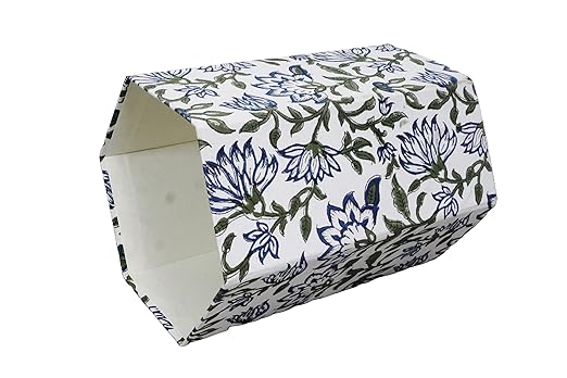 Handmade Cotton Paper Waste Basket Stylish Trash Can for Home or Office (1 Blue Green Branch)