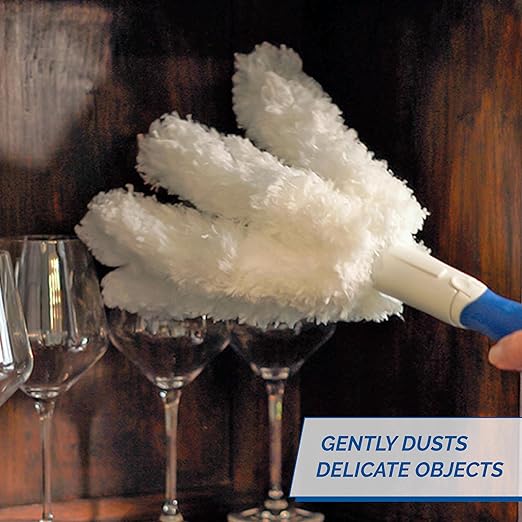 Unger Connect and Clean Microfiber Feather Duster for Household Cleaning and Dusting Cleans Fragile Objects Glassware Vases Picture Frames Machine Washable Compatible with Threaded Pole