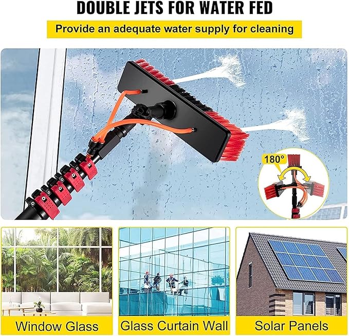 Window Cleaning Equipment Water Fed Pole Window Cleaning Equipment Telescopic Window Cleaner Cleaning Photovoltaic and Solar Panels Extendable Cleaner Conservatory (5.4m/17.7ft)