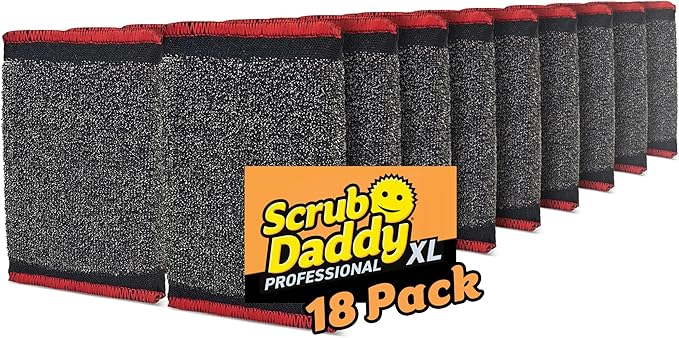 Scrub Daddy Large Steel Scouring Pads - Scour Daddy Steel XL Stainless Steel Dish Scrubber Sponge - Durable Shred-Resistant Scour Pads - Bulk Kitchen Sponges &amp Commercial Cleaning Supplies (18 Co