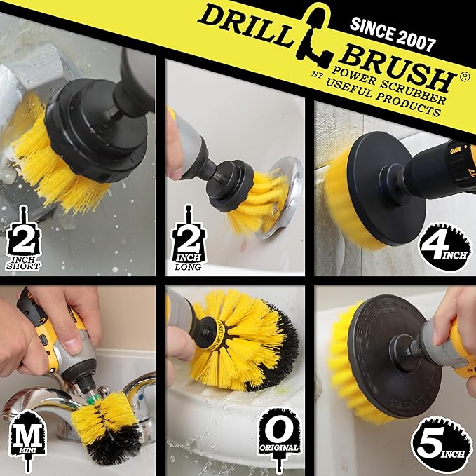 Drill Brush Attachments for Cleaning Shower Bathroom Grout Tile Bathtub Bath Mat Sink Tile Porcelain Fiberglass Cast Iron Flooring – Grout Cleaner Drill Brush Set - Bathroom Accessories Kit