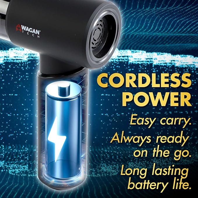 Wagan EL7209 Cordless Car Vacuum with Air Blower Brushless Motor 16000Pa Strong Suction Rechargeable Mini Handheld Vacuum Cleaner with USB-C Portable Dust Cleaner and Blower for Car Home Office