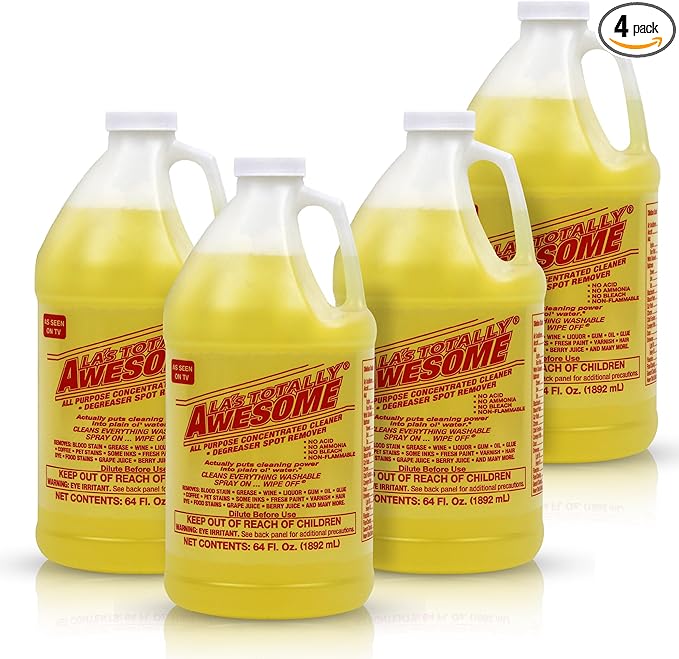 La's Totally Awesome All Purpose Cleaner 4-Pack (64 oz Each) – Concentrated Formula Degreaser and Multipurpose Cleaner – Heavy Duty Bulk Cleaning Supplies for Home Auto Kitchen &amp Business
