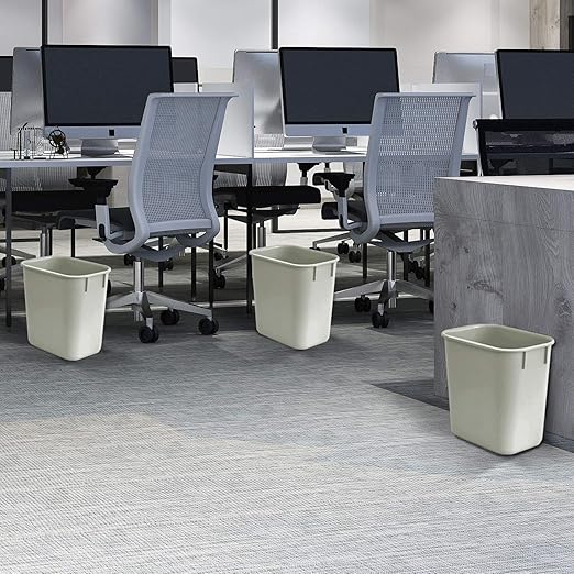 Acrimet Wastebasket Deskside Bin 3.25 Gallon/13 Quart/ 12 Liter (Plastic) (Light Gray Color) (Set of 4)