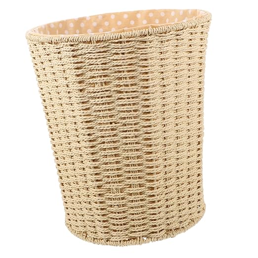 VOSAREA Rattan Woven Storage Basket Wastebasket Sundries Basket Pastoral Style Random Style