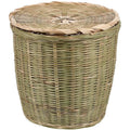 Rattan Waste Basket with Lid - Round Wicker Trash Can Garbage Container Bin Laundry Basket Flower Pots Woven Storage for Home Office