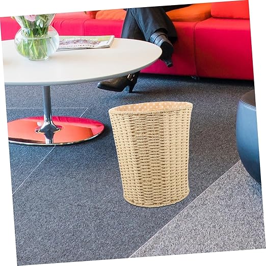 Cabilock Versatile Rattan Trash Can Handles Creative Woven Wastebasket for Kitchen Living Room Bedroom Storage Stylish and Functional Home Organizer Random Style