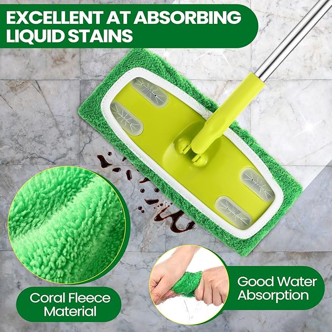 18 Pack Reusable Microfiber Mop Pads Refills Compatible with Swiffer Sweeper Dry Sweeping Cloths for Wet and Dry Sweeping Mop Head Replacement for Household Cleaning