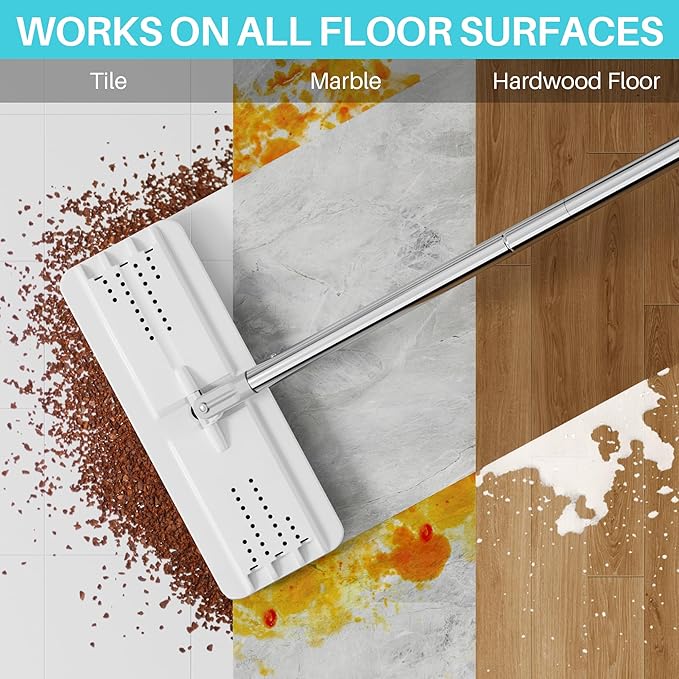 JOYMOOP 8L Large Capacity Flat Mop System with Extension Handle Ideal for Floor Window and Wall Cleaning - Includes 5 Washable Microfiber Pads for Wet and Dry Use