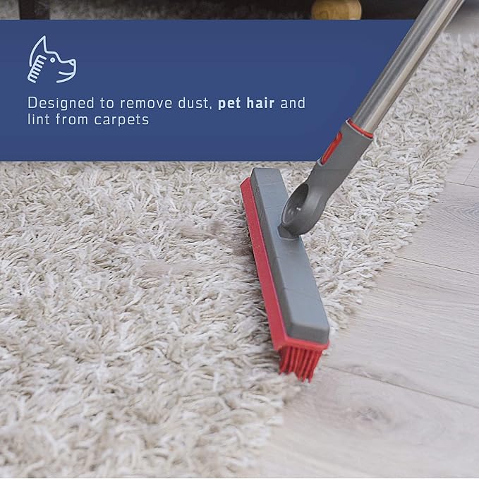 Premium Rubber Floor Brush with 11.5-Inch Squeegee &amp Stainless Steel Handle - for Carpets &amp All Surfaces - Pet Hair Fur Remover Broom - Extendable up to 56 Inches