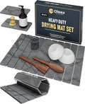 Oleex 3-Pack Stone Dish Drying Mat Set Includes 1 Large 24”x16” &amp 2 Small 4”x9” for Kitchen Counter-Collapsible Diatomaceous Earth Pad Absorbs Water &amp Dries Dishes Fast Non-slip Odor-Resista