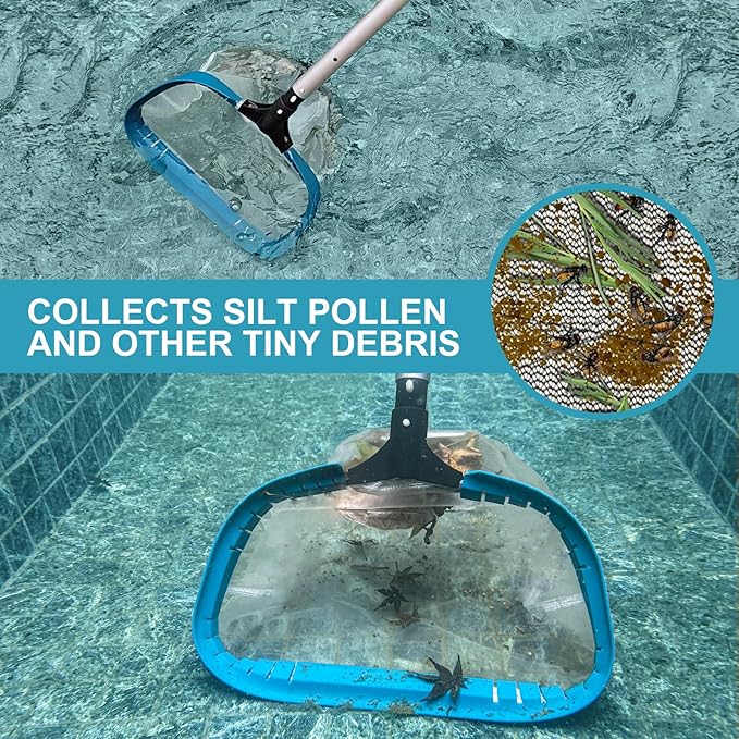 POOLWHALE Pool Net - Professional 20 Swimming Pool Leaf Skimmer Rake Aluminum Frame Deep Nylon Bag Ultra Fine Mesh Nets for Cleaning Leaves Sand Pollen Finest Debris (No Pole)
