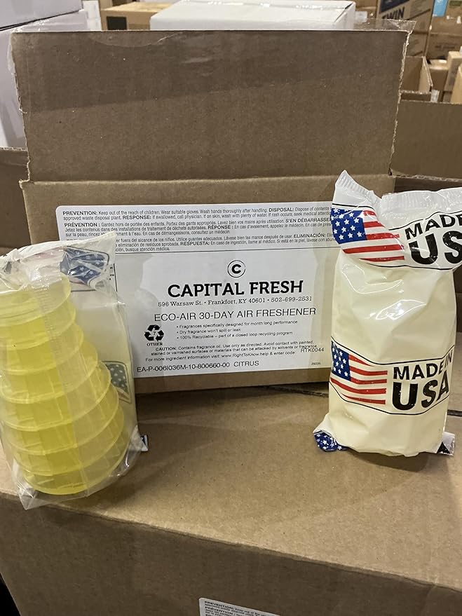 Capital Fresh Citrus Eco Air Freshener Cones 30-Day Pack of 6 Yellow Made In The USA