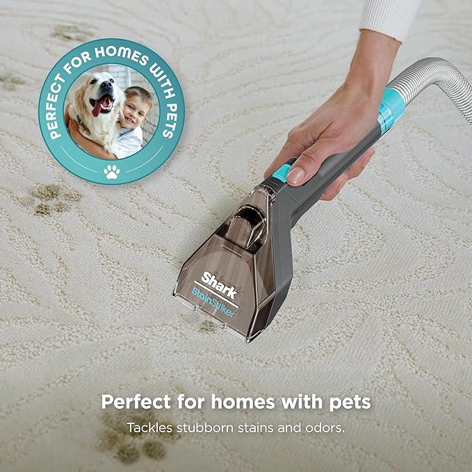 Shark StainStriker Portable Carpet &amp Upholstery Cleaner w/on board self cleaning - Spot Stain &amp Odor Eliminator Includes 2 Cleaning Tools &amp 2 Cleaning Solutions Charcoal PX221BRN