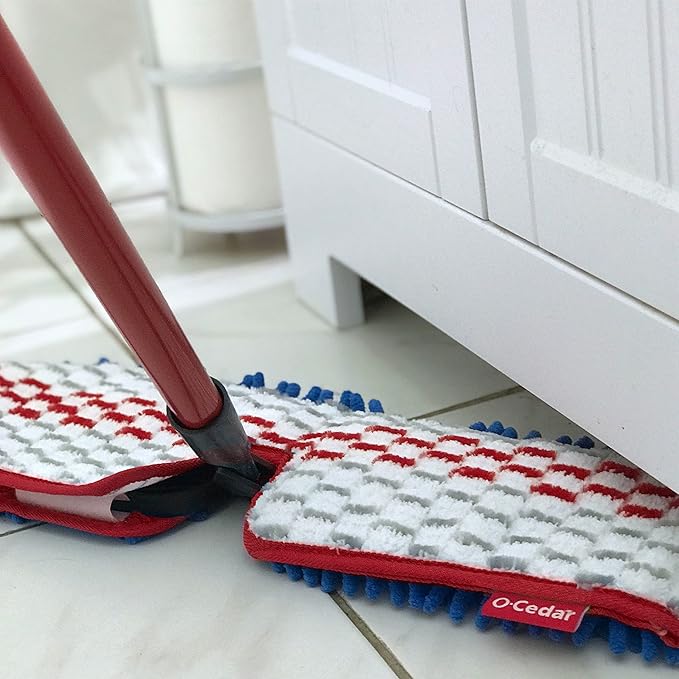 O-Cedar Hardwood Floor 'N More 3-Action Mop with 1 Extra Refill | Microfiber Mop with 3pc Handle | Use Wet or Dry Red