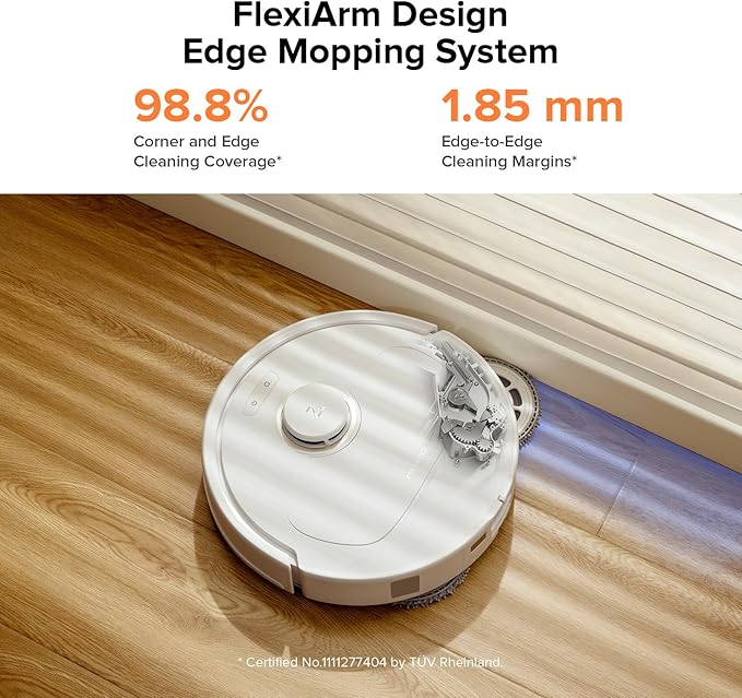 roborock Qrevo Pro Robot Vacuum and Mop with FlexiArm Design Edge Mopping Dynamic Hot Water Mop Washing and Auto Mop Drying Intelligent Dirt Detection 7000 Pa Suction Ideal for Carpets