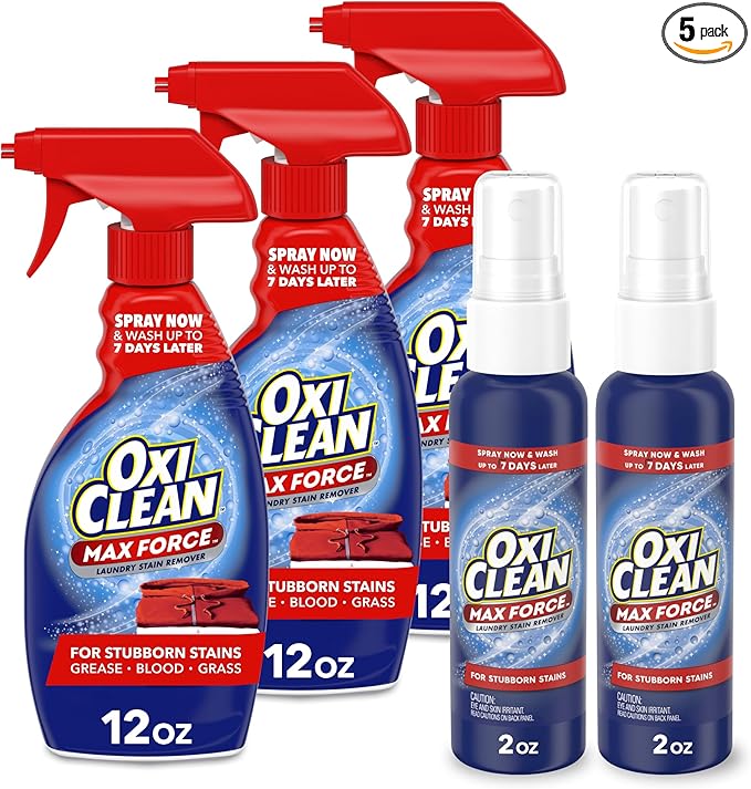Bundle of OxiClean Max Force Laundry Stain Remover Spray 12 Fl. Oz 3-Pack + OxiClean Max Force Laundry Stain Remover Spray 2 fl oz 2PK
