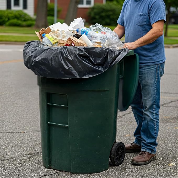 95-96 Gallon Trash Bags Heavy Duty 100 Pounds Extra Large Industrial Durable 90-100 Gal Black Garbage Can Liners Fits Rubbermaid Brute 95 gal Trash Cans - 61 x 68 2 Mil (50 Pack)