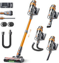 Cordless Vacuum Cleaner600W 50KPa 65Mins Vacuum Cleaners for HomeStick Vacuum with LED Touch ScreenWall Mount ChargingSelf-Standing Cordless Vacuum for Pet Hair/Carpet/Hard Floor/Car