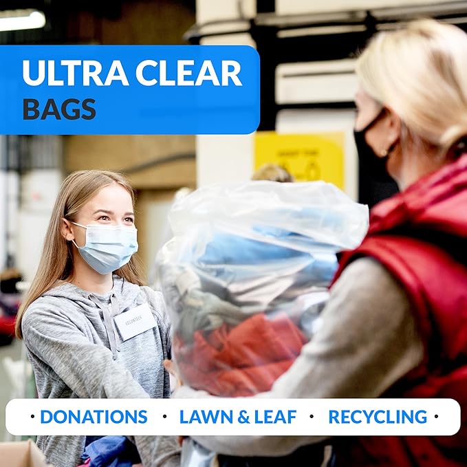 Reli. 40 to 45 Gallon Trash Bags Heavy Duty | 250 Trash Bags | Super Sizeable Clear Garbage for Serious Cleanup