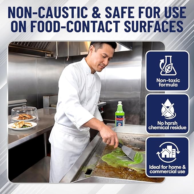 Griddle-Whiz Grill &amp Griddle Cleaner | Removes Grease Food Residue Burnt On Organics | Non-Toxic High Heat Flat Top Grill Cleaner &amp Food Contact Surface | Non-Caustic Formula by FryOilSaver