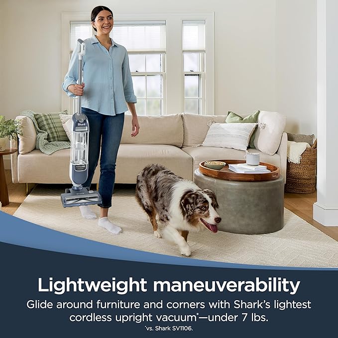 Shark Freestyle Max Cordless Upright Vacuum Multi-Surface Cleaning Lightweight Easy Maintenance with Large Dust Cup and 2-Speed Brushroll LED Headlights Nordic Blue SV2002