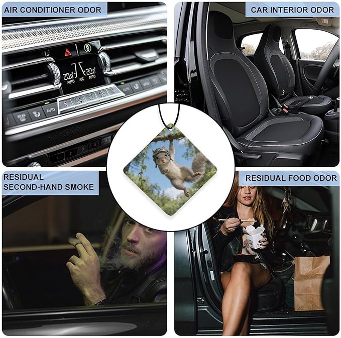 5PCS Car Air Freshener Hanging Personalized Double Sided Squirrel Swinging Car Fresheners Long Lasting New Cars Scents Cute Automotive Freshies for Closets Drawers (tea)