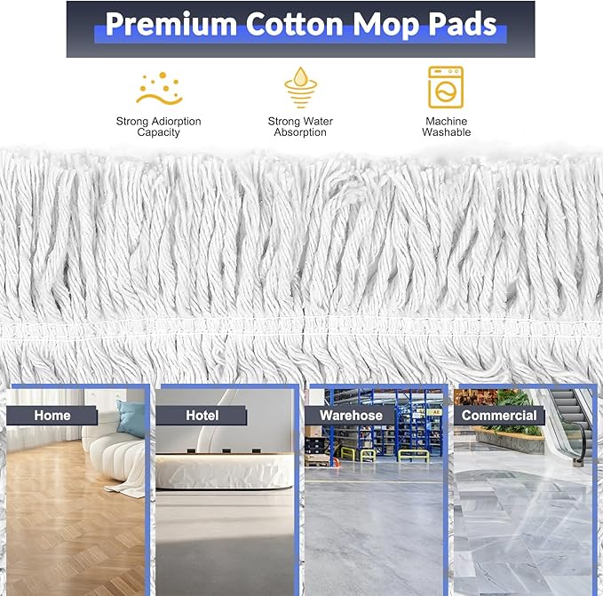 CLDREAM 24 Commercial Dust Mop for Floor Cleaning with 2 Mop Head Large Industrial Push Broom Mops with 60 Long HandleWet Dry Floor Duster for Concrete Hardwood Tiles Marble Floors