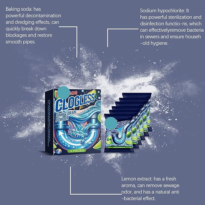 Efficient Pipeline Unblocking Powder for Kitchen &amp Toilet Drains - Dissolves Grease Eliminates Odors &amp Clears Clogs Economical Boxed Formula for Multiple Uses(3PCS)