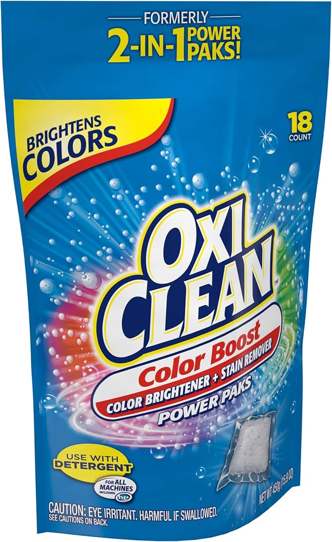 OxiClean Color Boost Color Brightener plus Stain Remover Power Paks 18 Count (Packaging may vary)