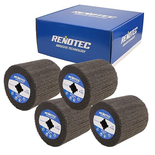 4x4 Non-Woven Polishing Wheel Very Fine Grit 280 4 Pk S/C for Metal and Wood Surface Polishing
