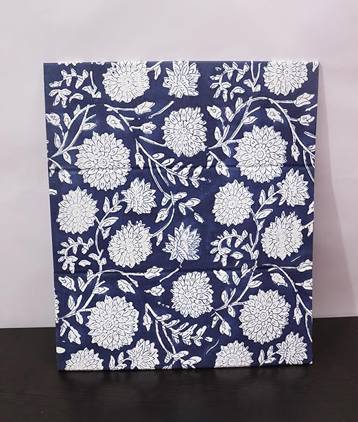 Hand Block Printed Cotton Wood Dustbin Floral Printed Paper Waste Basket/Trash Can Christmas Home Decorative tarsh can (Blue&ampWhite)