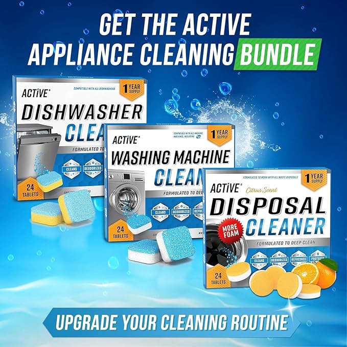 ACTIVE Pet Stain &amp Odor Eliminator and Dishwasher Cleaner - Includes 32oz Pet Stain &amp Urine Remover and 24ct Dishwasher Cleaning Tablets