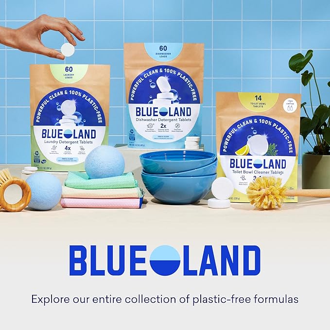 BLUELAND Oxi Laundry Booster Powder Refill 2-Pack Clear Skies Scent 50 Loads 35.2 oz Plastic-Free Eco Friendly Oxy Cleaner Stain Remover