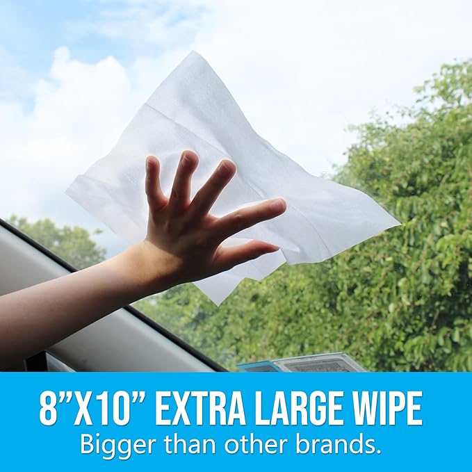 Air Jungles Bundle: Glass &amp Window Cleaner Wipes (70 Count) + 3-in-1 Leather Cleaner Wipes (70 Count) Extra Large 8 x 10