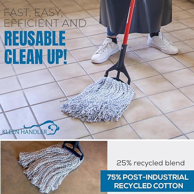 KLEEN HANDLER Cut End Finish Mop | 1.25 Universal Headband Maximum Absorption Finishing Mop Case of 24