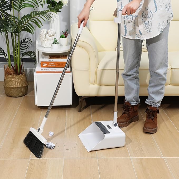 Foldable Broom and Dustpan Set 3-in-1 with Long Handle Compact Design for Indoor and Outdoor Cleaning Home Kitchen Sweeping Tool