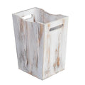 Farmhouse Style Wood wastebaskets Rustic Trash Can with Two Cutout Handles Waste Bin for BedroomLiving Room Bathroom &amp Office Kithen Garbage Container (Washed White)