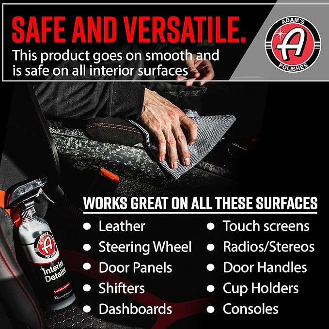 Adam's Polishes Interior Detailer 16 fl. oz - Total Car Cleaner Protectant &amp Dressing | All Purpose Leather Conditioner | Vinyl Dashboard Screen Seat Cleaner &amp More - Pack of 2