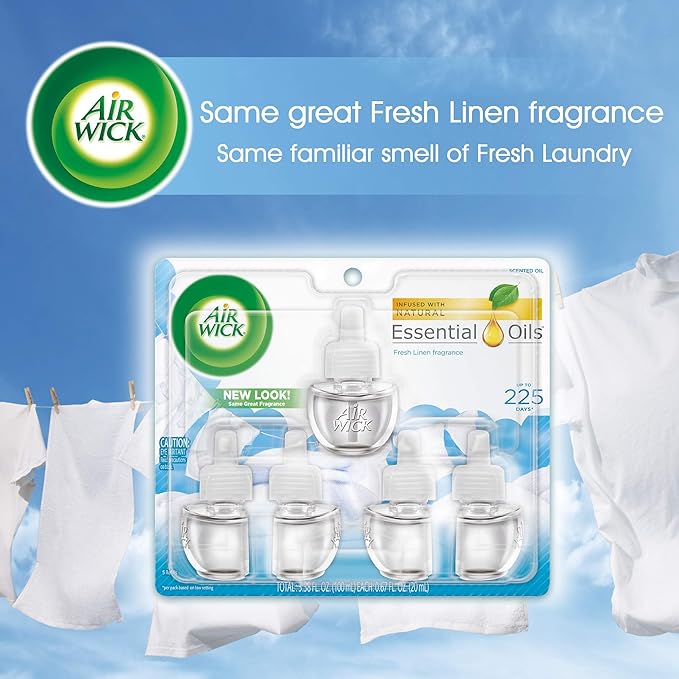 Air Wick Scented Oil Refill Snuggle Fresh Linen 5 refills (Pack of 8)