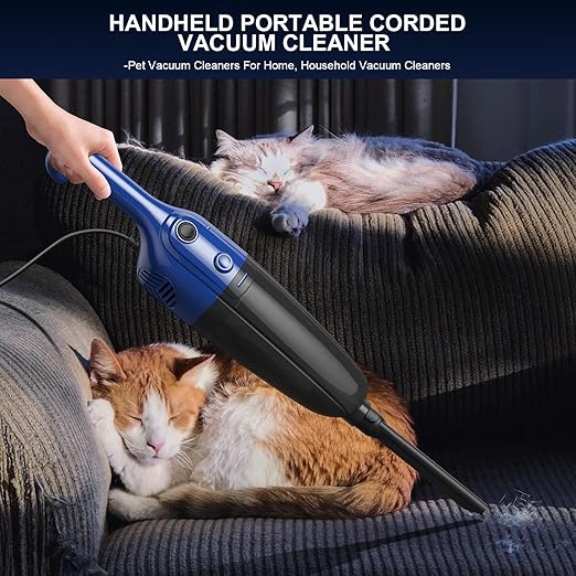 Stick Lightweight Vacuum Cleaner for Home &amp Apartment Corded Handheld vac Cleaners with Crevice Tool Perfect Household Vacuum Cleaners for Carpet pet Hair Hardwood Floor (Blue)