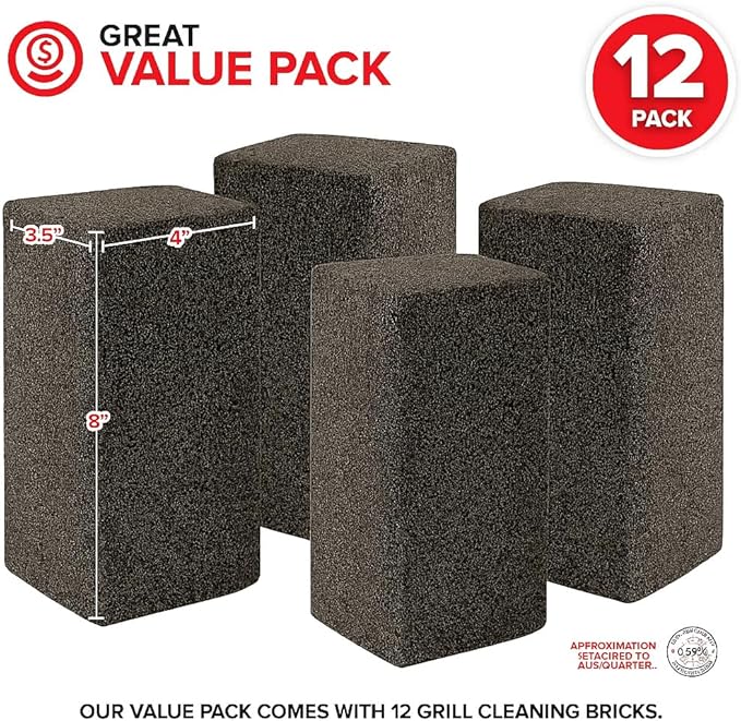 Stock Your Home Grill Cleaning Brick (12 Pack) Heavy Duty Pumice Stone for Flat Tops and Griddles Blackstone Griddle Cleaner Non-Scratch Grill Block