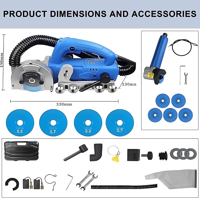 Electric Grout Cleaner 1200W Grout Construction Tool with Dust Bag and Adjustable Saw Blade for DIYers