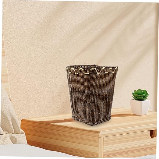 Homoyoyo Woven Trash Can for Multi-Function Decorative Waste Basket Compact Seagrass Design for Stylish Storage and Recycling Chic Organizer for Space