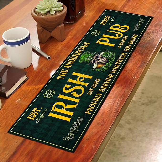 THUYPT Personalized Irish Drying Mat for St Patrick's Day Decor Irish Bar Pub Accessories Spill Mat Countertop Bar Shamrock Dish Drying Mat for Bar Counter Absorbent Coffee Maker (05)