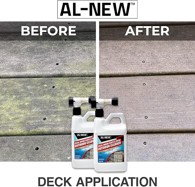 AL-NEW Outdoor Cleaner Combo Pack of 2 | Versatile Outdoor Cleaner Perfect For Use On Vinyl Siding Composite Decking Wood Fences Outdoor Patios Gutters &amp More (Outdoor Cleaner Hose-End Combo