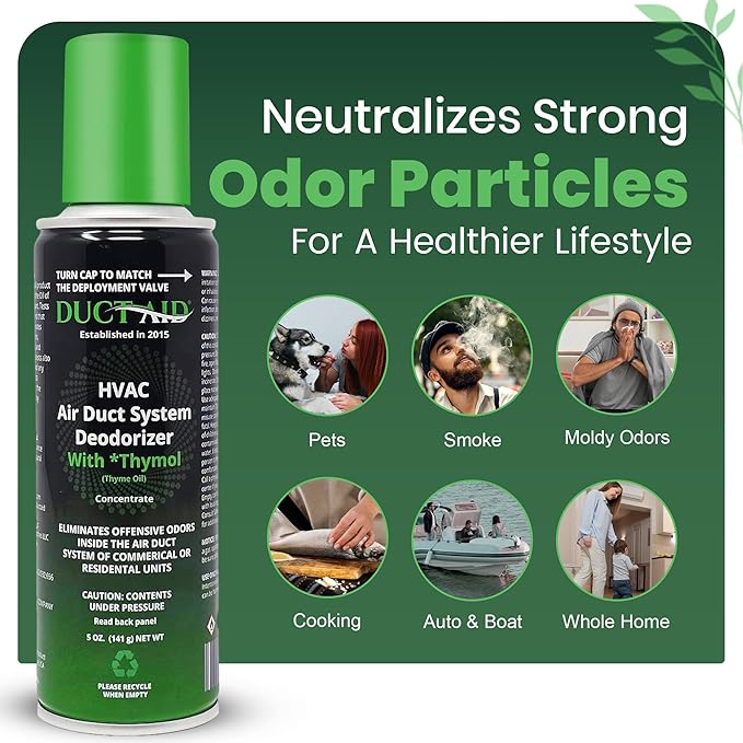 Air Freshener for HVAC Systems Commercial Residential &amp Cars| Made with Thyme extract natural Plant based | Now available in a Concentrated Formula for maximum effectiveness (Pack 4)