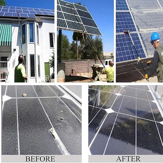 Glass Cleaning Brush Household Water Supply Telescopic Pole Kit Solar Panel Rotating Photovoltaic Telescopic Solar Panel Cleaning with 35Cm Brush Head Extendable(12FT/3.6M)